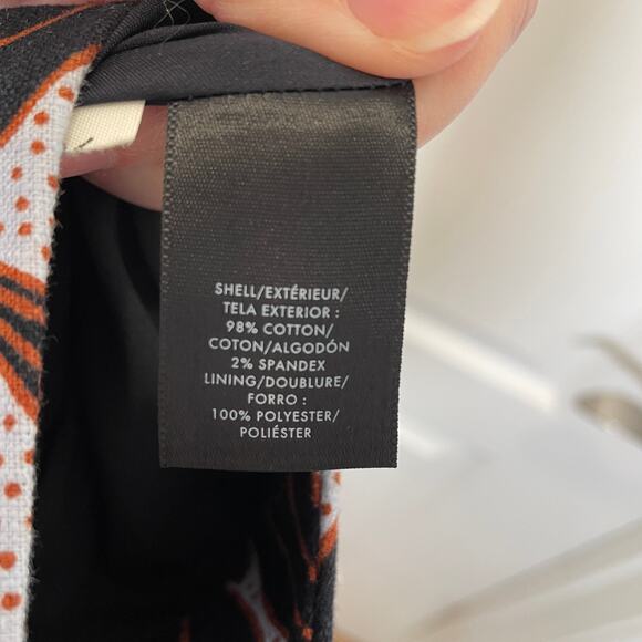 Ann Taylor Leaf Swirl Print Pencil Skirt Navy Blue Brown Cotton Dotty 14 - Picture 6 of 7